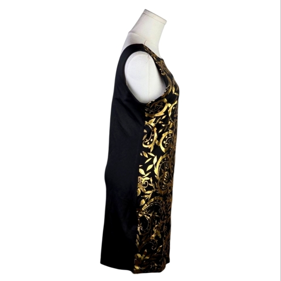 Bacci Gold Metallic Baroque Bodycon Sheath Dress NWT Size Large - Picture 3 of 7
